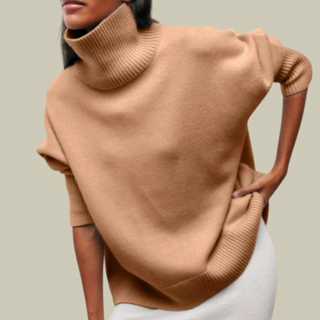 Daisy | Kvinne Oversized Løs Passform Turtleneck Koselig Strikkegenser
