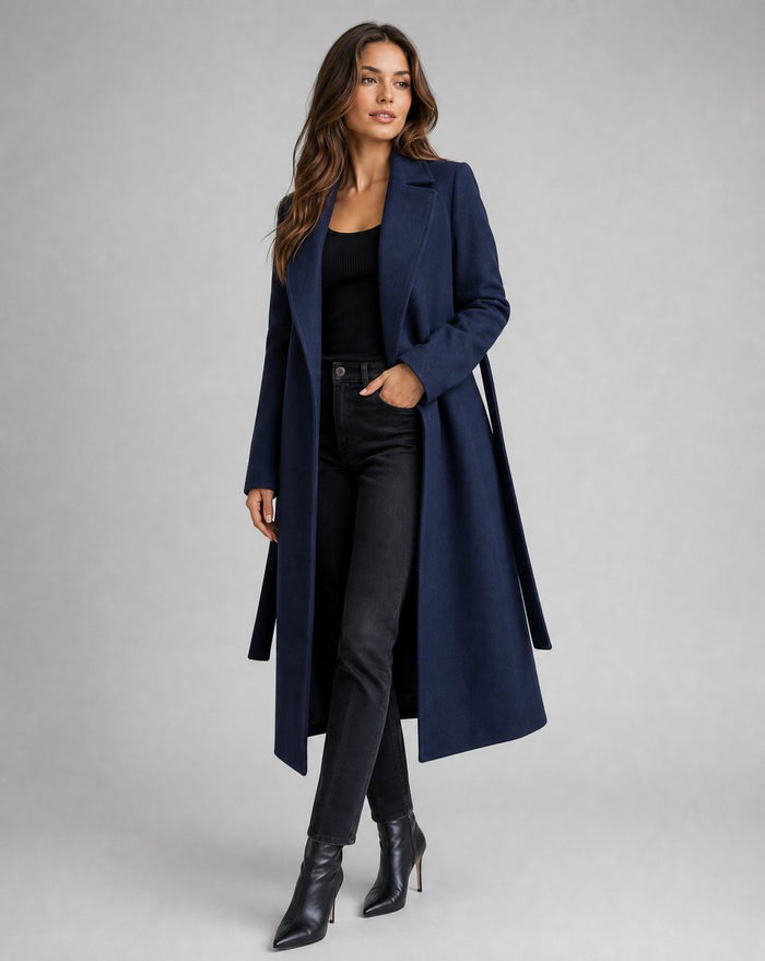 Dame Trenchcoat med Belte og Reverskrage