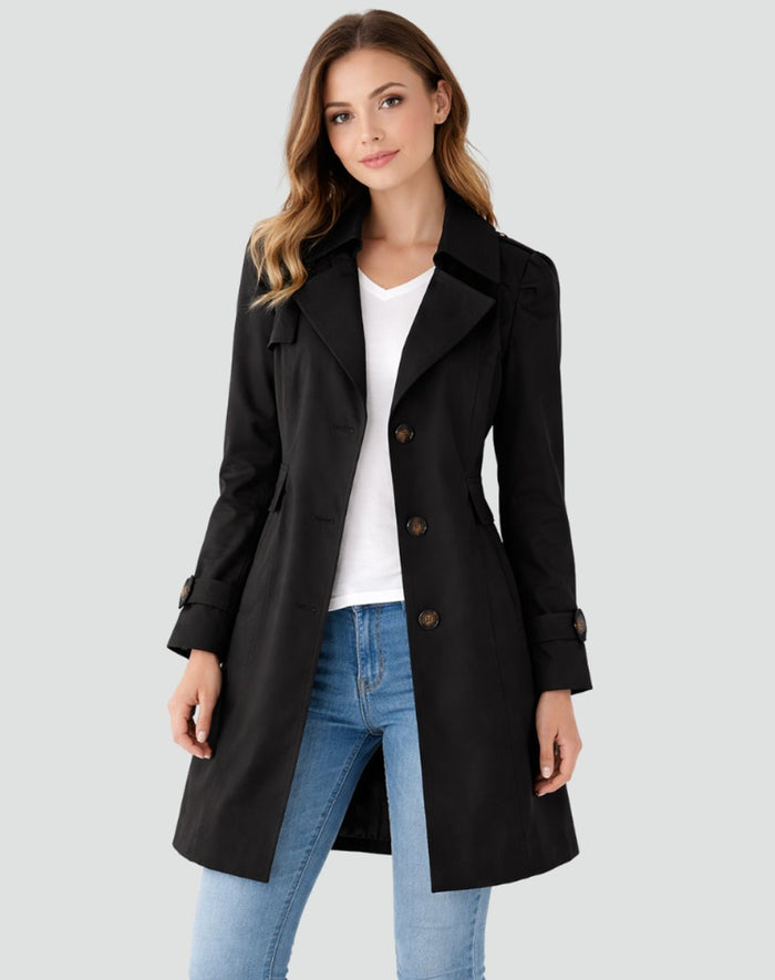 Dame Trenchcoat med Reverskrage og Taillert Passform