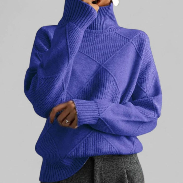 Daphne | Dame Oversized Diamant-Strikket Turtleneck Genser