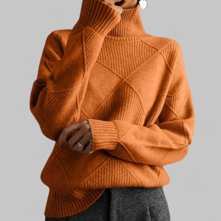 Daphne | Dame Oversized Diamant-Strikket Turtleneck Genser