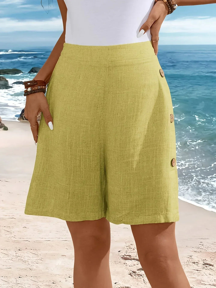 Dame Shorts  | Høy Midje Med Knapper