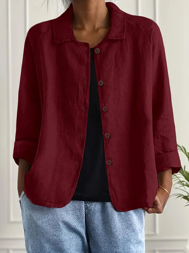 Damebluse | Langermet Knapp-Up