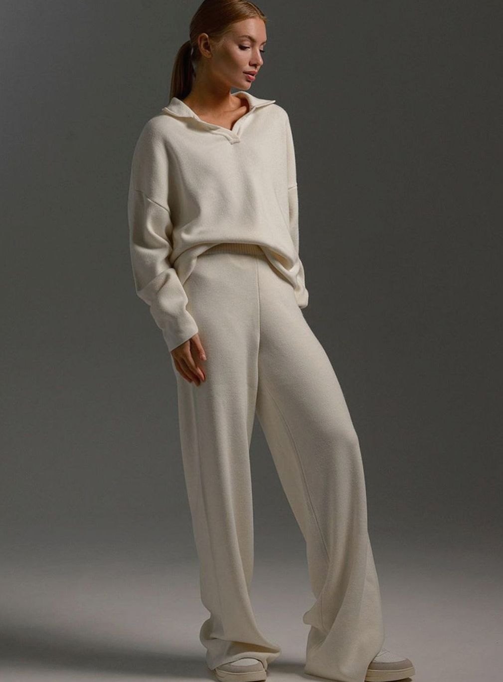 Delaney | Kvinne Collared Wide-Leg Avslappet Passform To-Delt Lounge Sett