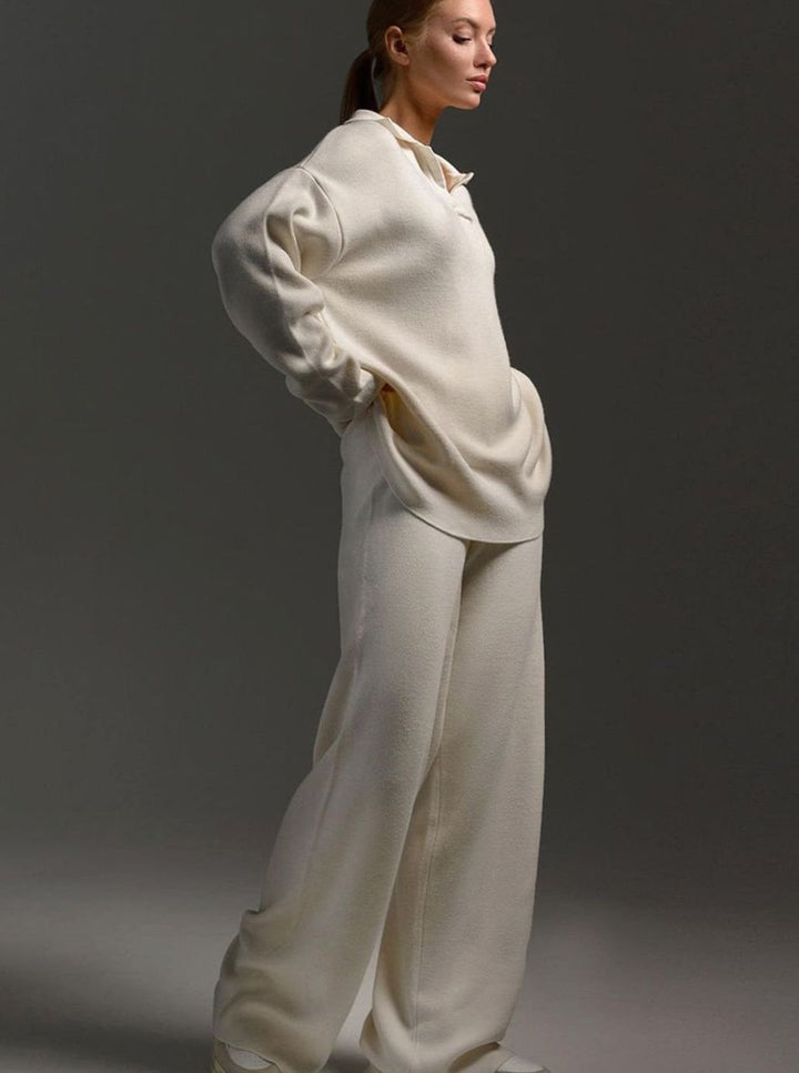 Delaney | Kvinne Collared Wide-Leg Avslappet Passform To-Delt Lounge Sett