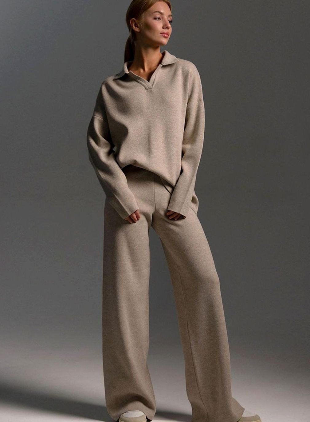 Delaney | Kvinne Collared Wide-Leg Avslappet Passform To-Delt Lounge Sett