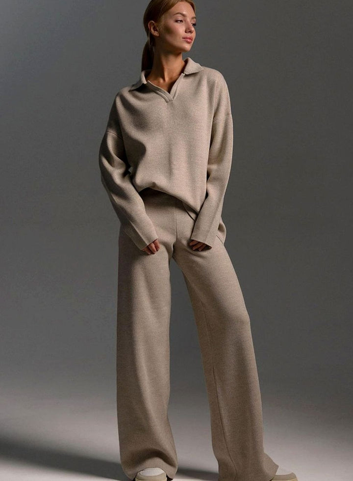 Delaney | Kvinne Collared Wide-Leg Avslappet Passform To-Delt Lounge Sett