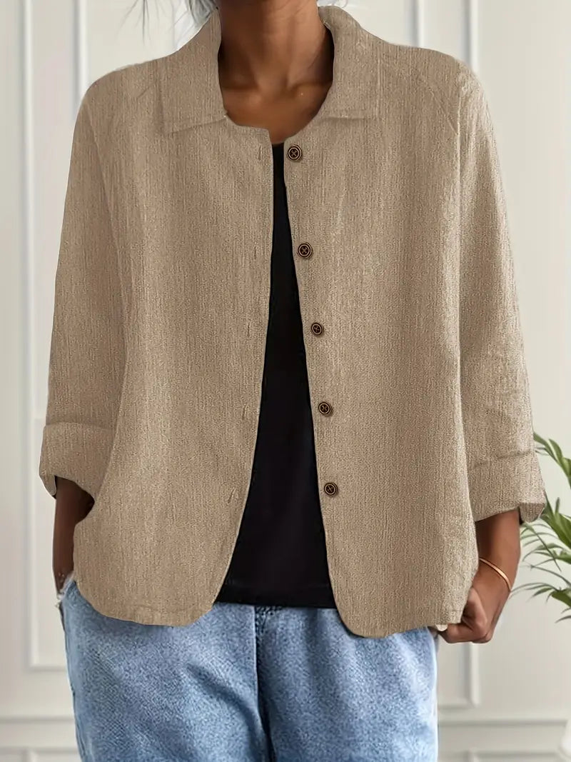 Damebluse | Langermet Knapp-Up