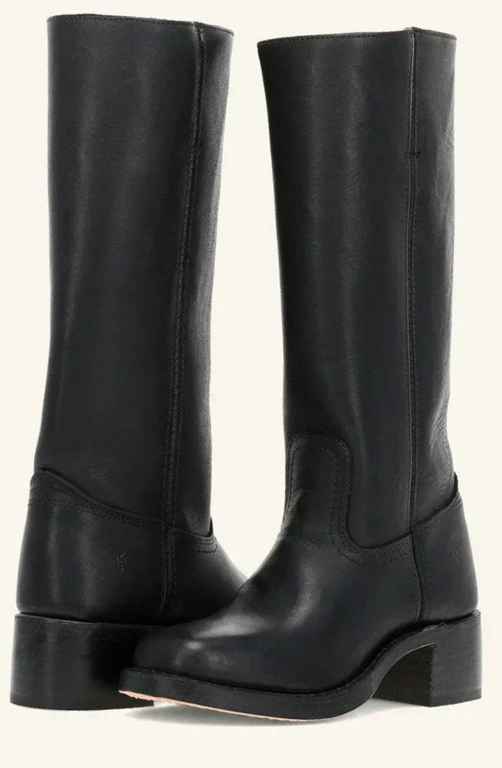 Diana | Kvinnenes Mid-Calf Slip-On Klassiske Western Støvler med Stablet Hæl