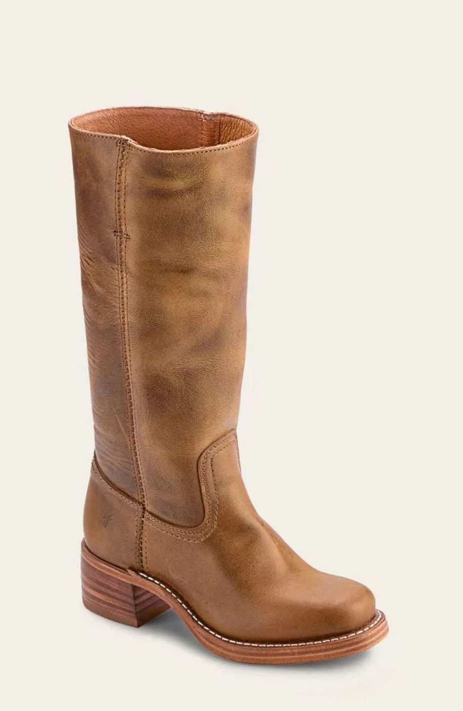 Diana | Kvinnenes Mid-Calf Slip-On Klassiske Western Støvler med Stablet Hæl