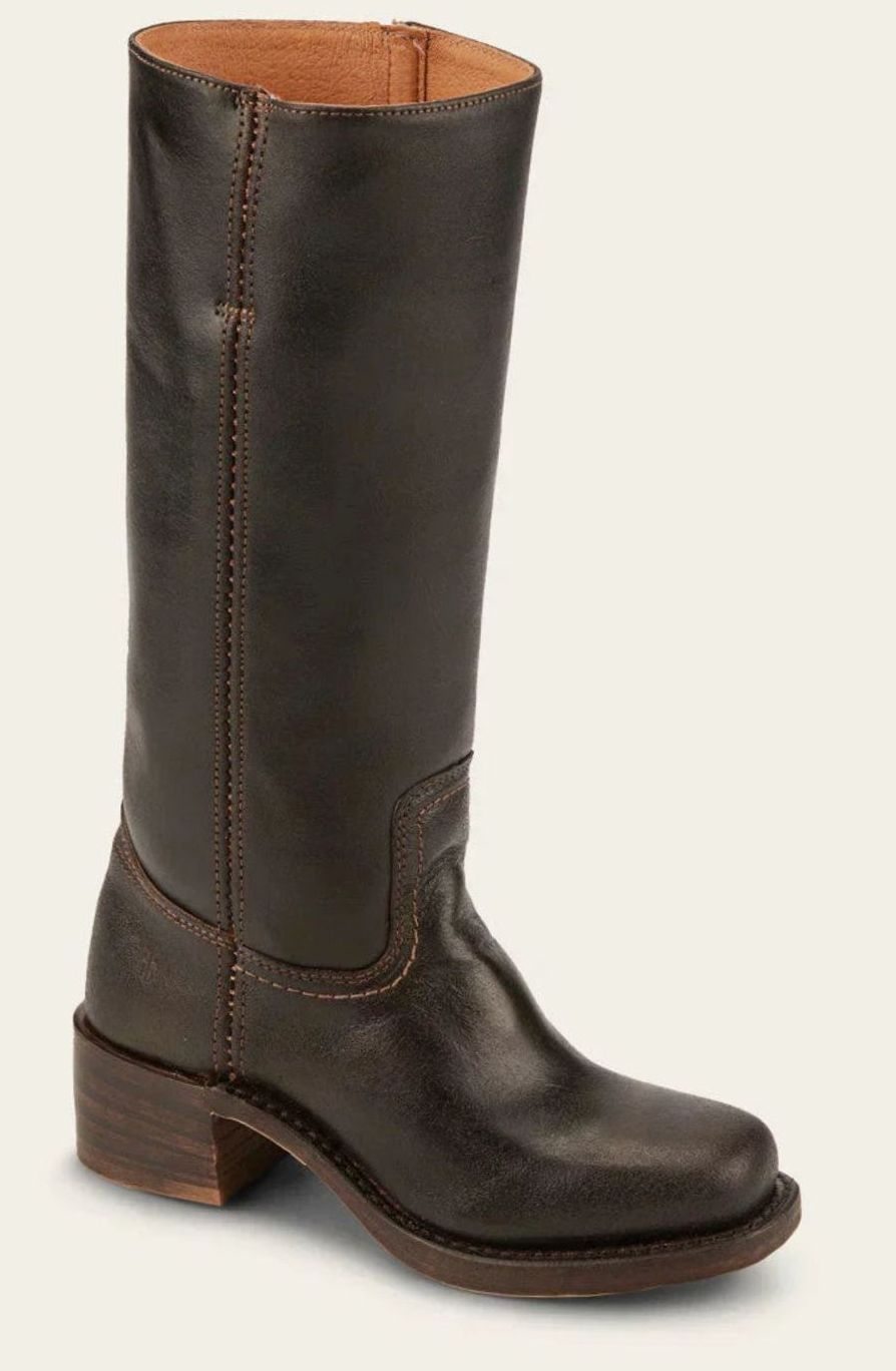 Diana | Kvinnenes Mid-Calf Slip-On Klassiske Western Støvler med Stablet Hæl