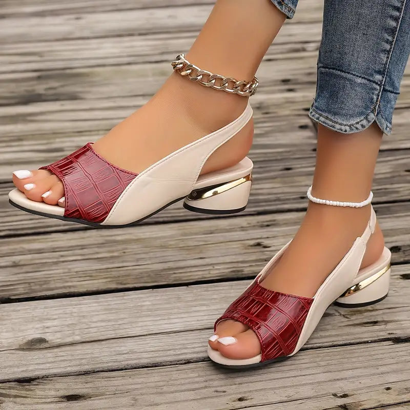 Sandaler For Kvinner | Åpen Tå Slingback Blokkhæl