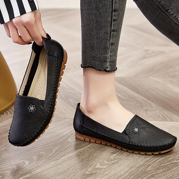 Dame Slip-On Loafers med Myk Polstring og Sømdetaljer