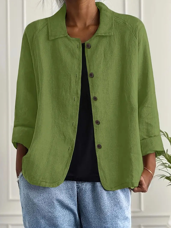 Damebluse | Langermet Knapp-Up
