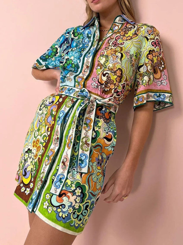Kvinners Boho Mini Kjole | Lagdelt