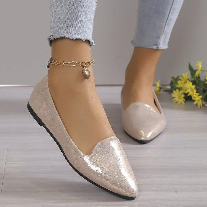 Dame Ballerinasko Spiss Front Flat Såle for Hverdag