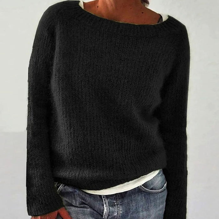 Elena | Kvinne Casual Avslappet Passform Strikket Pullover Genser