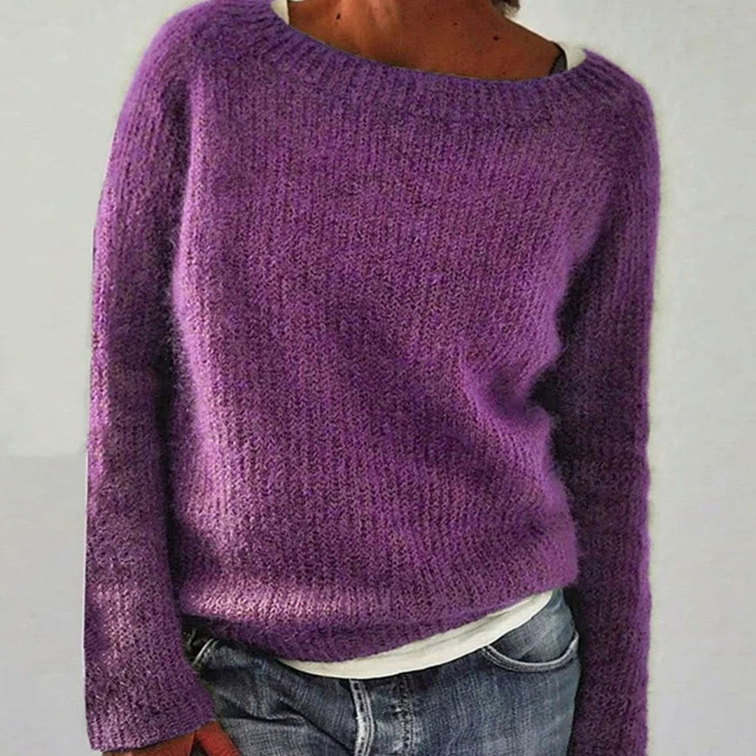 Elena | Kvinne Casual Avslappet Passform Strikket Pullover Genser