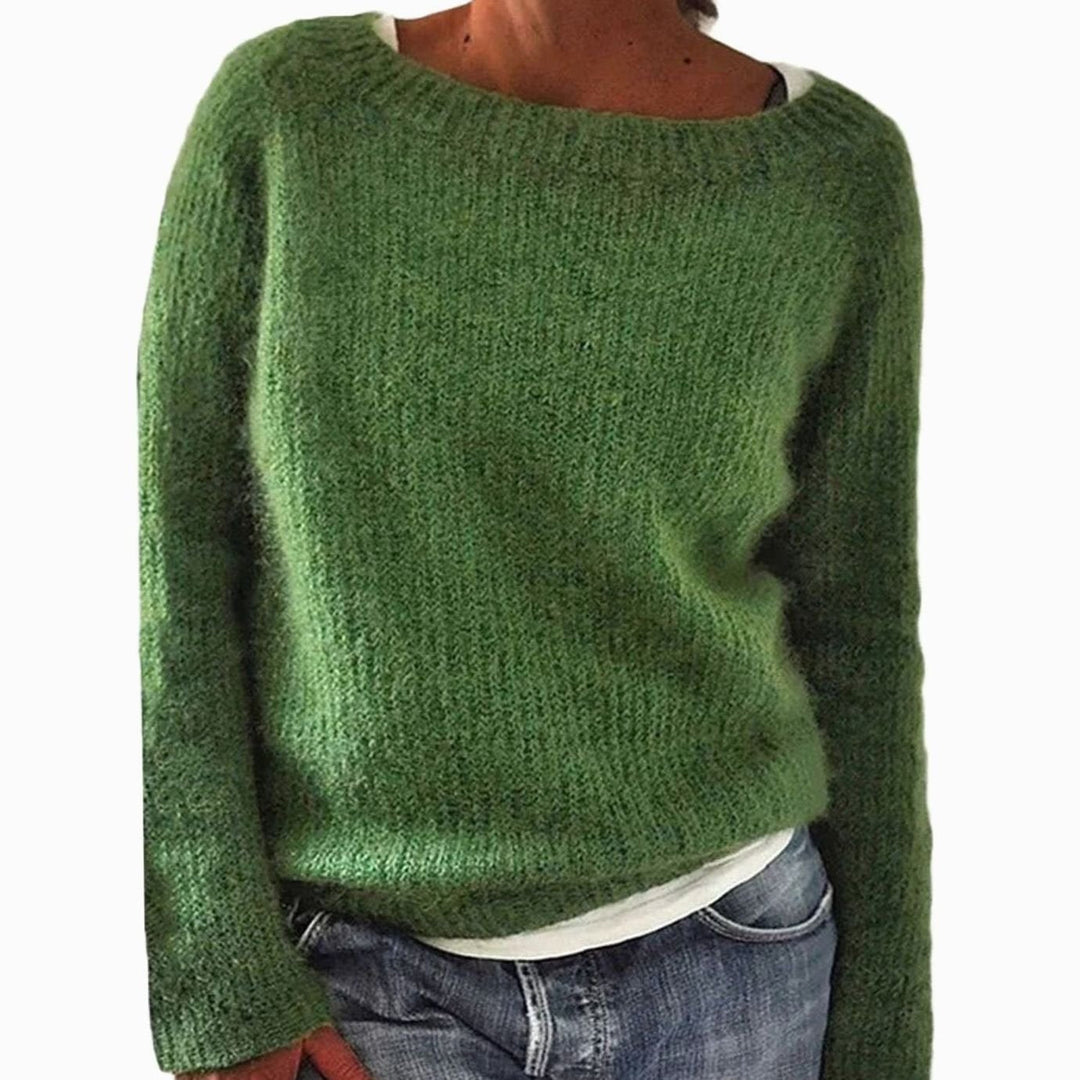Elena | Kvinne Casual Avslappet Passform Strikket Pullover Genser