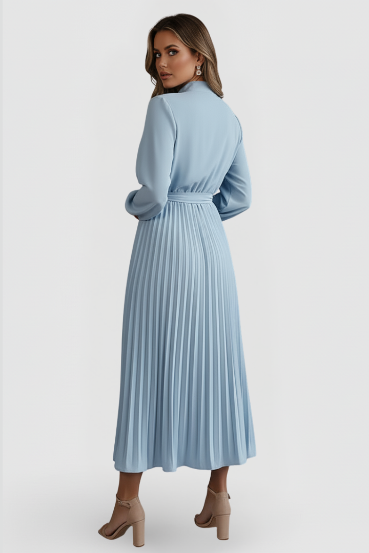 Kjole til Bryllupsgjest | Plisserte Mock Neck