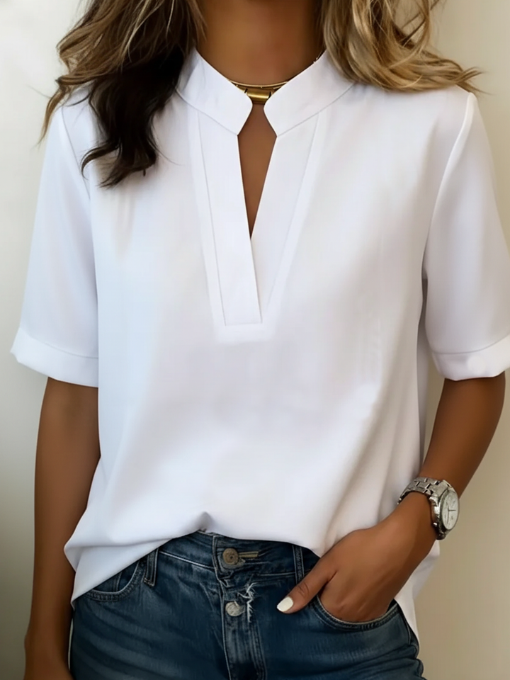 Damebluse | V-Hals Kortermet