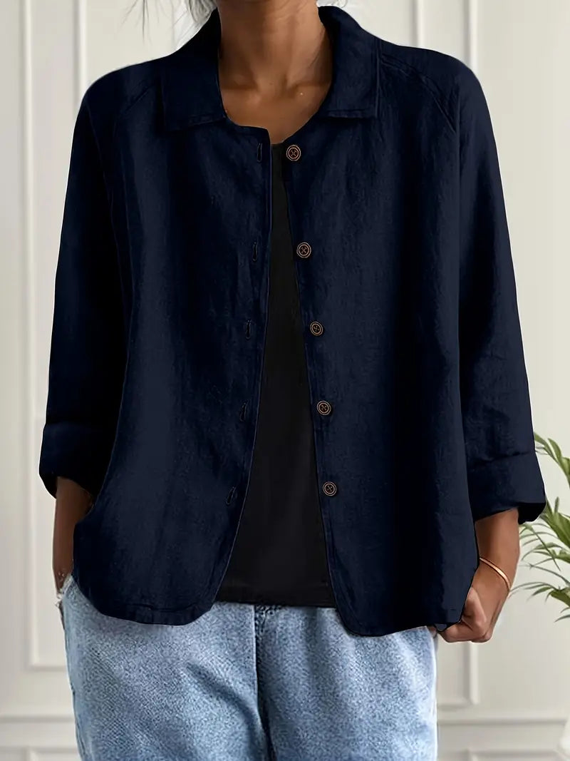 Damebluse | Langermet Knapp-Up