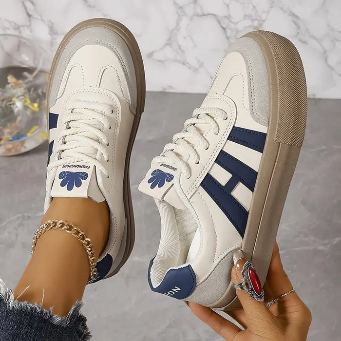 Dame Platform Sneakers Chunky Såle Blå Stripet for Hverdag