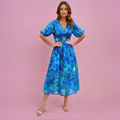 Dame Midi Kjole | V-Hals Casual