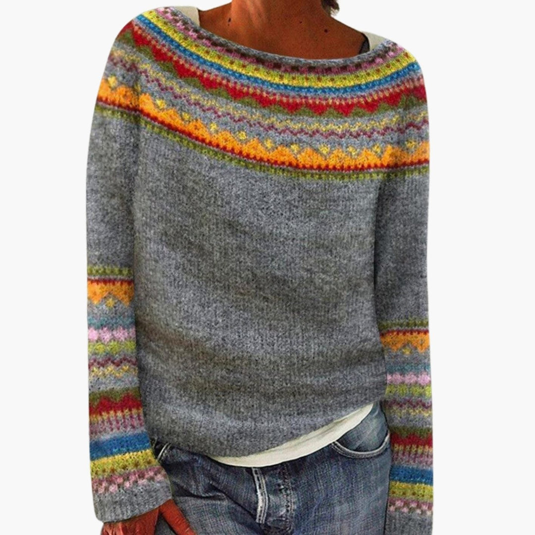 Hannah | Damegenser Fair Isle Strikket Langermet Genser