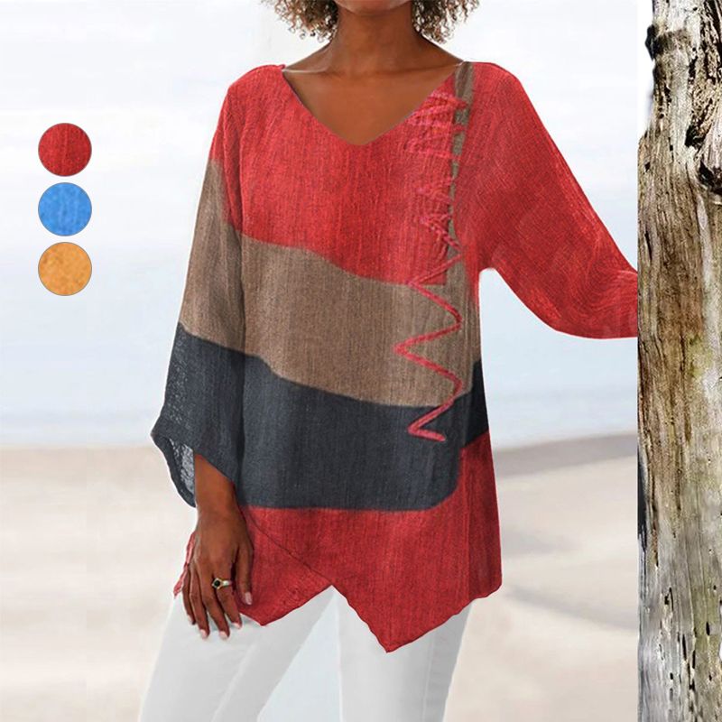 Damebluse | Blokk V-Hals