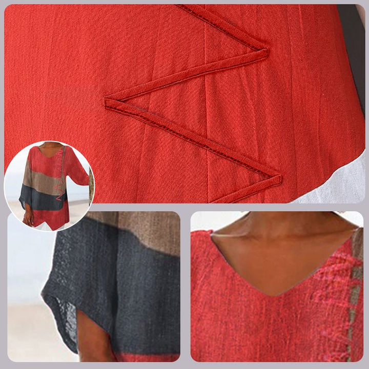 Damebluse | Blokk V-Hals