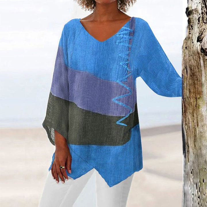 Damebluse | Blokk V-Hals