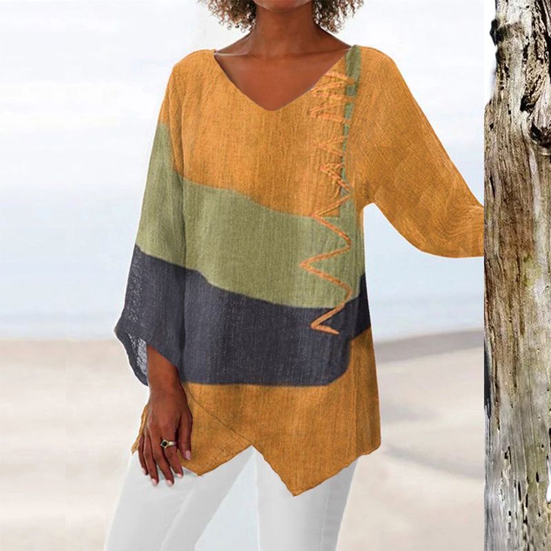 Damebluse | Blokk V-Hals