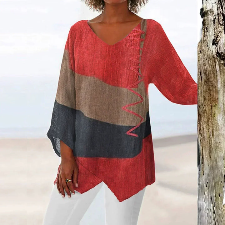 Damebluse | Blokk V-Hals