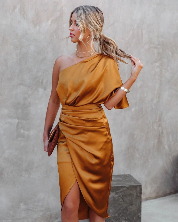 Kvinnes Cocktail Midi Kjole | Side Splitt