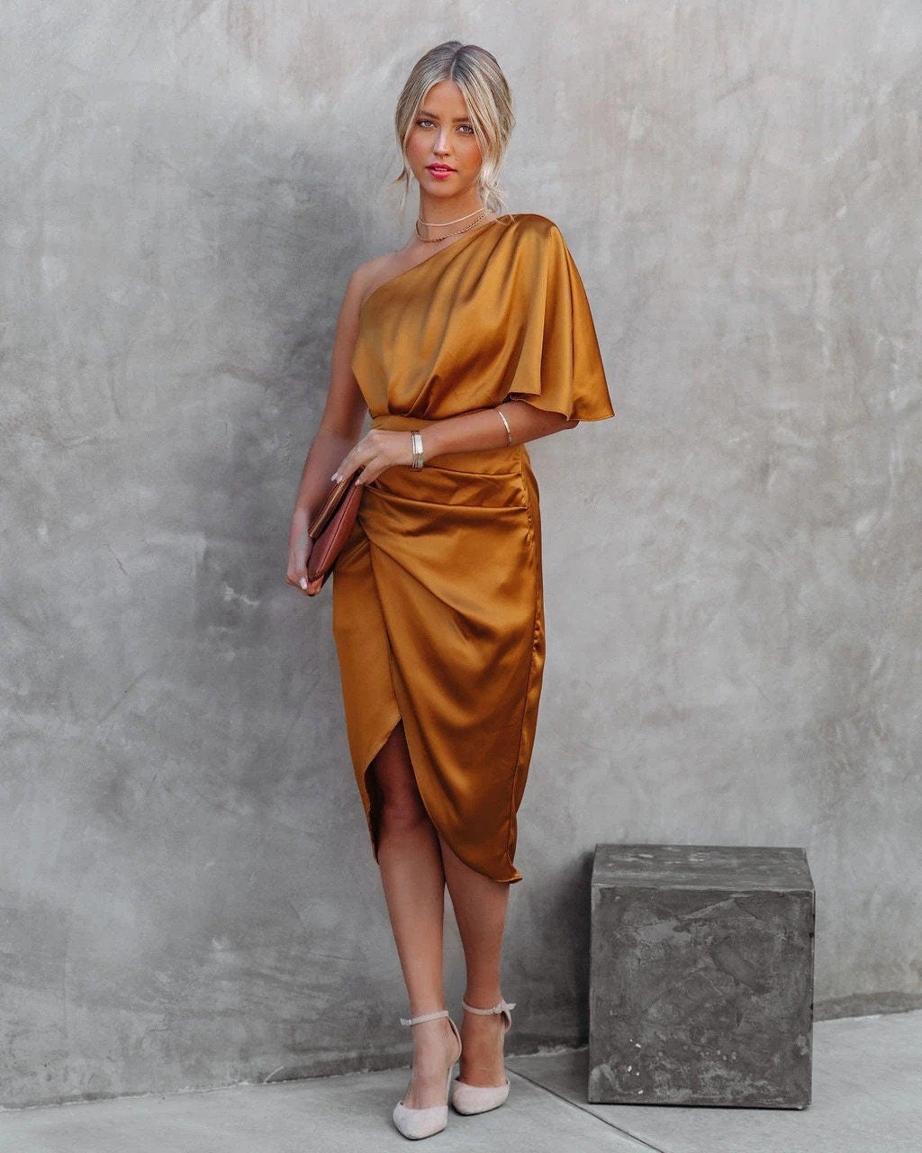 Kvinnes Cocktail Midi Kjole | Side Splitt