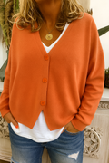 Dame Cardigan | V-Hals Langermet Knappe