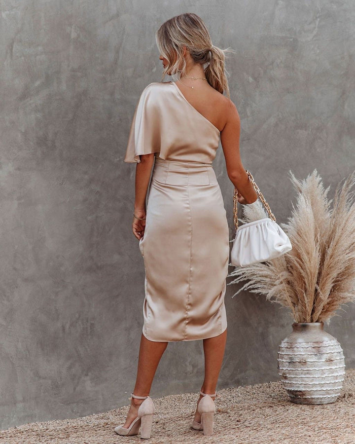 Kvinnes Cocktail Midi Kjole | Side Splitt