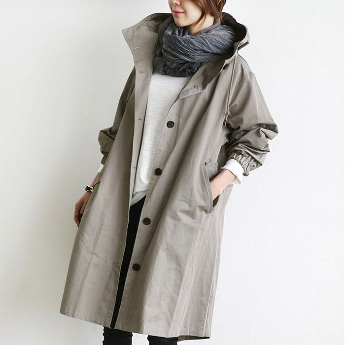 Dame Trenchcoat med Beltelukking og Knelengde