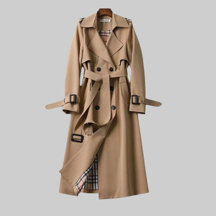 Dame Trench Coat | Belte med Dobbel Knapperad Design