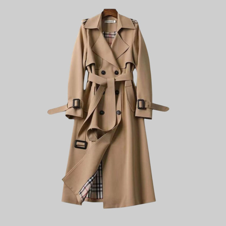 Dame Trench Coat | Belte med Dobbel Knapperad Design