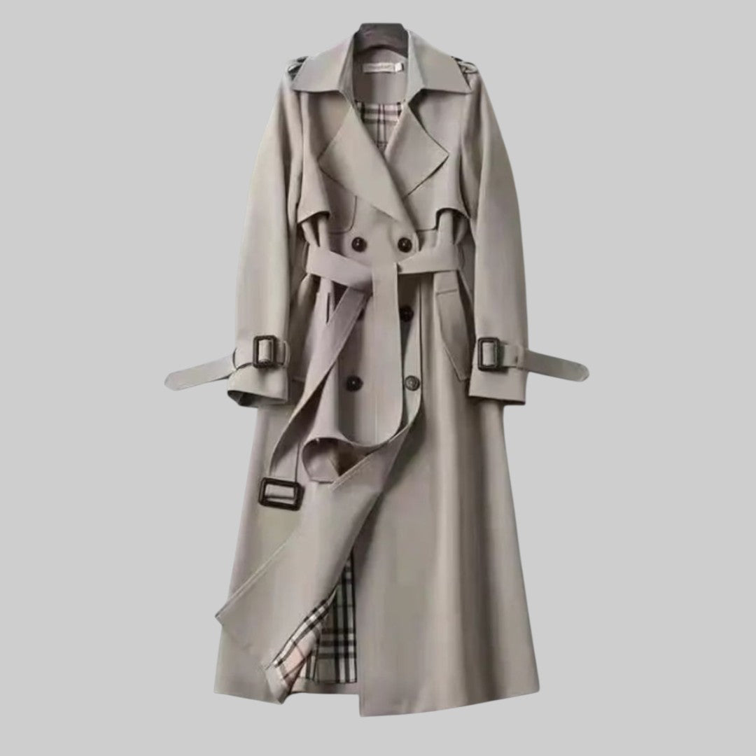 Dame Trench Coat | Belte med Dobbel Knapperad Design