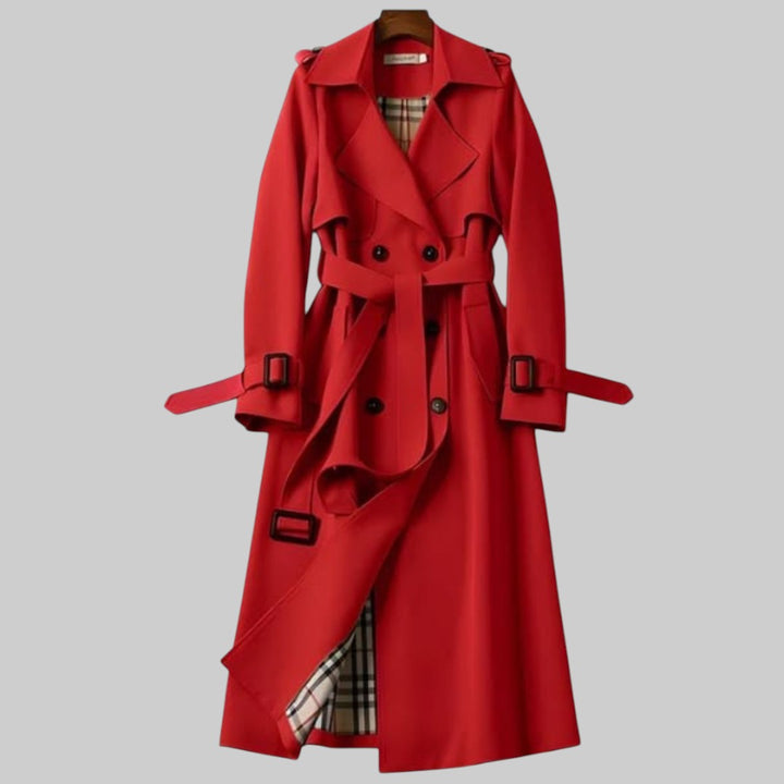 Dame Trench Coat | Belte med Dobbel Knapperad Design