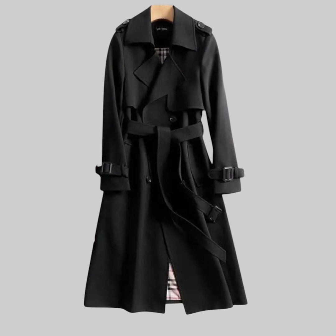 Dame Trench Coat | Belte med Dobbel Knapperad Design