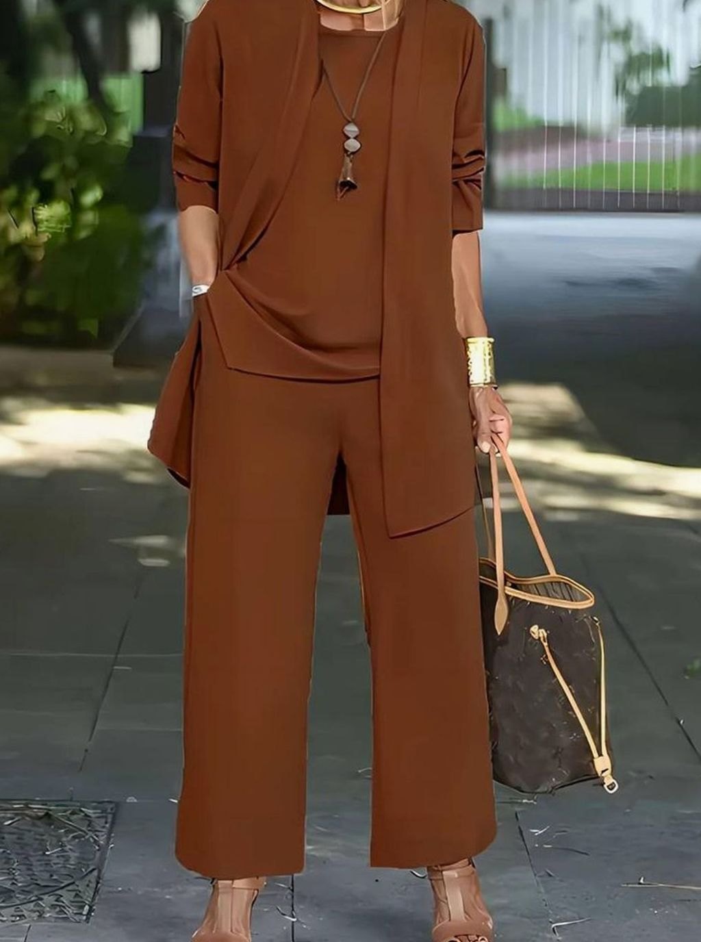 Joanna | Kvinners Tre-delt Avslappet Vidbukse Outfit Sett