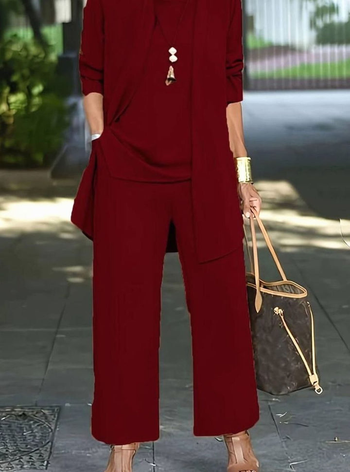 Joanna | Kvinners Tre-delt Avslappet Vidbukse Outfit Sett