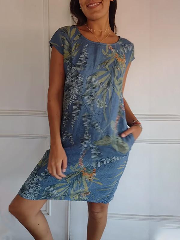 Kjole for Damer | Botanisk Trykk Shift Mini