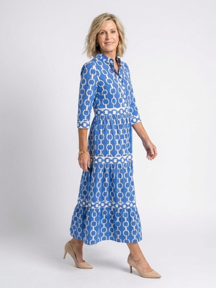 Dame Midi Sommerkjole | 3/4 Ermer