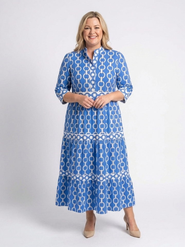 Dame Midi Sommerkjole | 3/4 Ermer