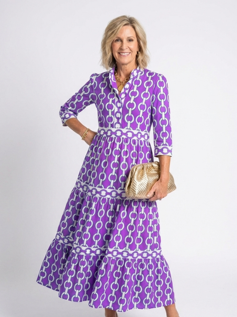 Dame Midi Sommerkjole | 3/4 Ermer